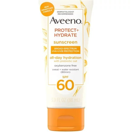 Aveeno Protect + Hydrate Moisturizing Body Sunscreen Lotion with Broad Spectrum SPF 60 & Prebiotic Oat 3 fl. oz 1 ea (Pack of 2) | Walmart (US)