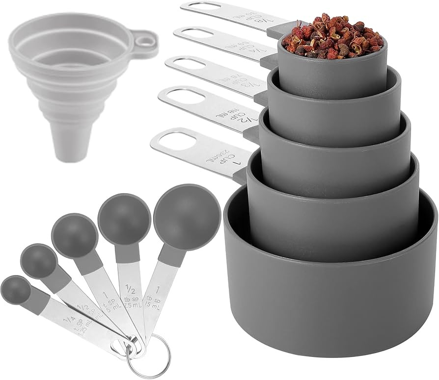 Measuring Cups and Spoons Set of Huygens Kitchen Gadgets 10 Pieces, Stackable Stainless Steel Han... | Amazon (US)