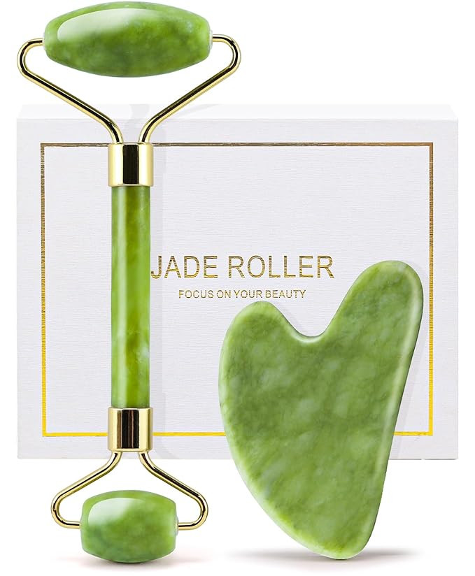 huefull Genuine Jade Roller & Gua Sha Set for Face, Cooling & Firming Effect, Sculpting Tool for ... | Amazon (US)