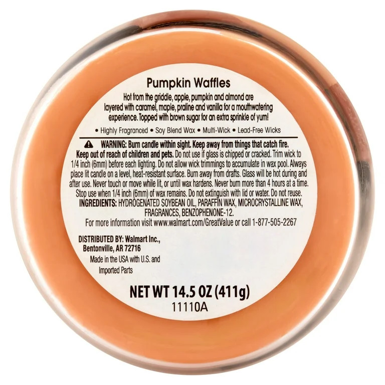 Great Value Limited Edition Pumpkin Waffles Scented Candle, 14 oz - Walmart.com | Walmart (US)