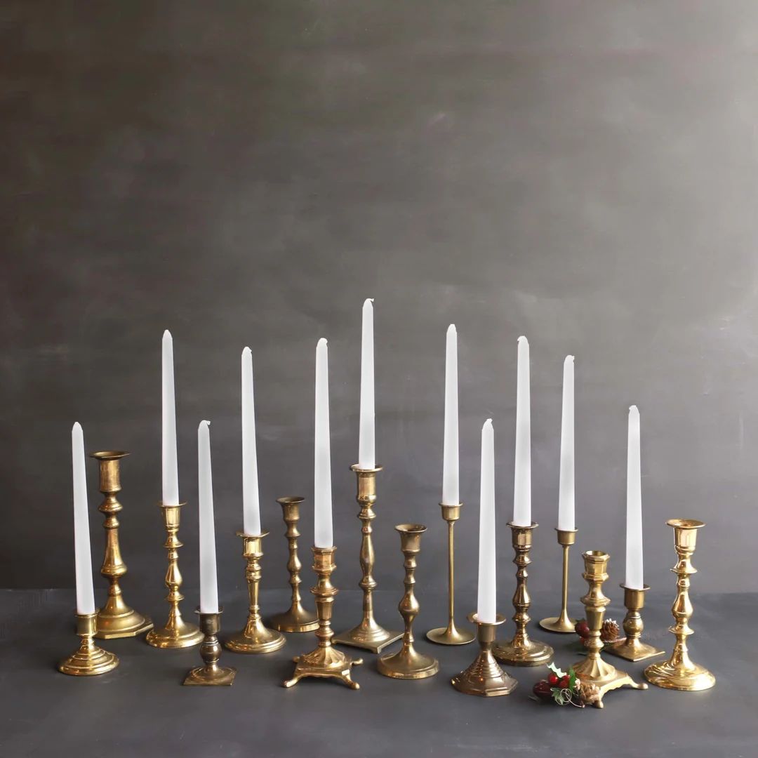Vintage Brass Candlesticks / Solid Brass Candle Holder You - Etsy | Etsy (US)