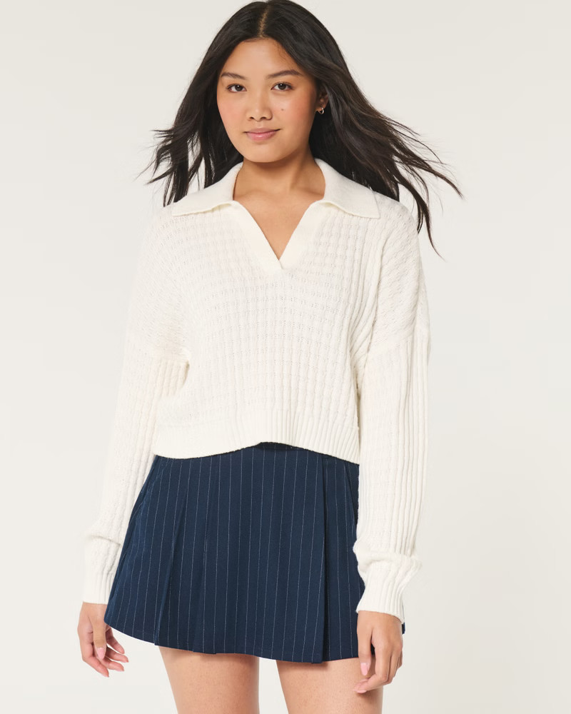 Women's Easy Stitchy Polo Sweater | Women's Tops | HollisterCo.com | Hollister (US)