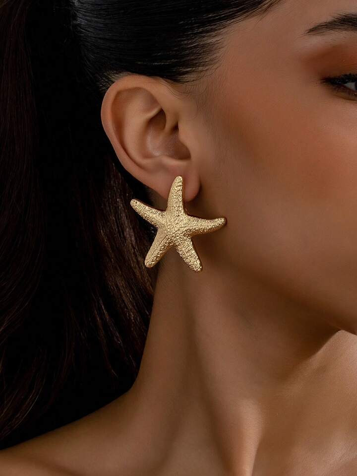 1pair European & American Minimalist Geometric Irregular Starfish Shaped Versatile Stud Earrings ... | SHEIN