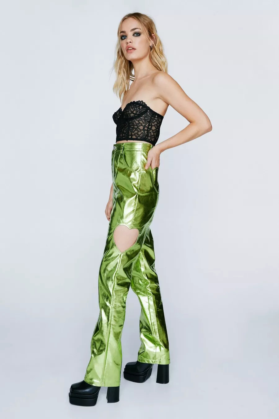 Metallic Faux Leather Straight Leg Pants | Nasty Gal (US)