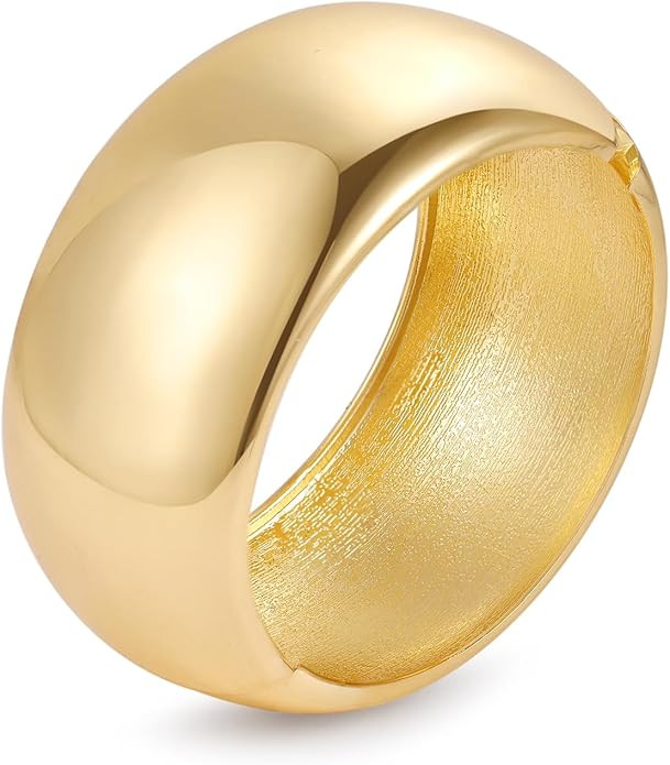 Bangle Bracelets for Women | 14K Gold Plated Trendy Wide Bracelets | Hinged Arm Cuff Bangles Chun... | Amazon (US)