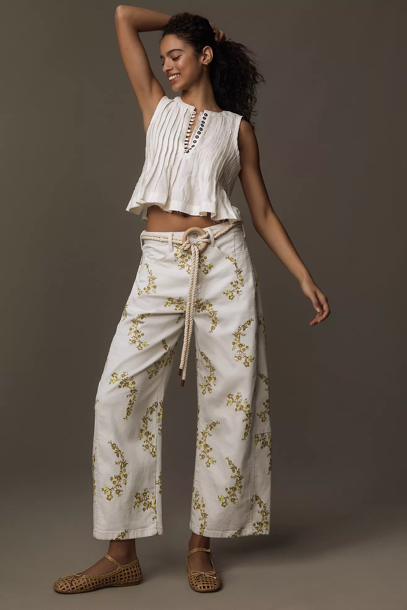 Pilcro Heritage Mid-Rise Tapered Barrel Jeans | Anthropologie (US)