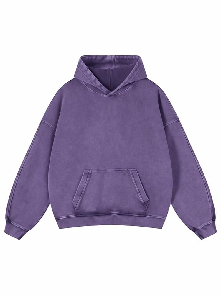 Mens Oversized Hoodies Pullover Women Fall Acid Wash Plain Preppy Hoodie Streetwear Cotton Vintag... | Amazon (US)