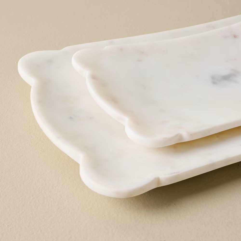 Scalloped Edge Marble Tray - Set of 2 | Magnolia