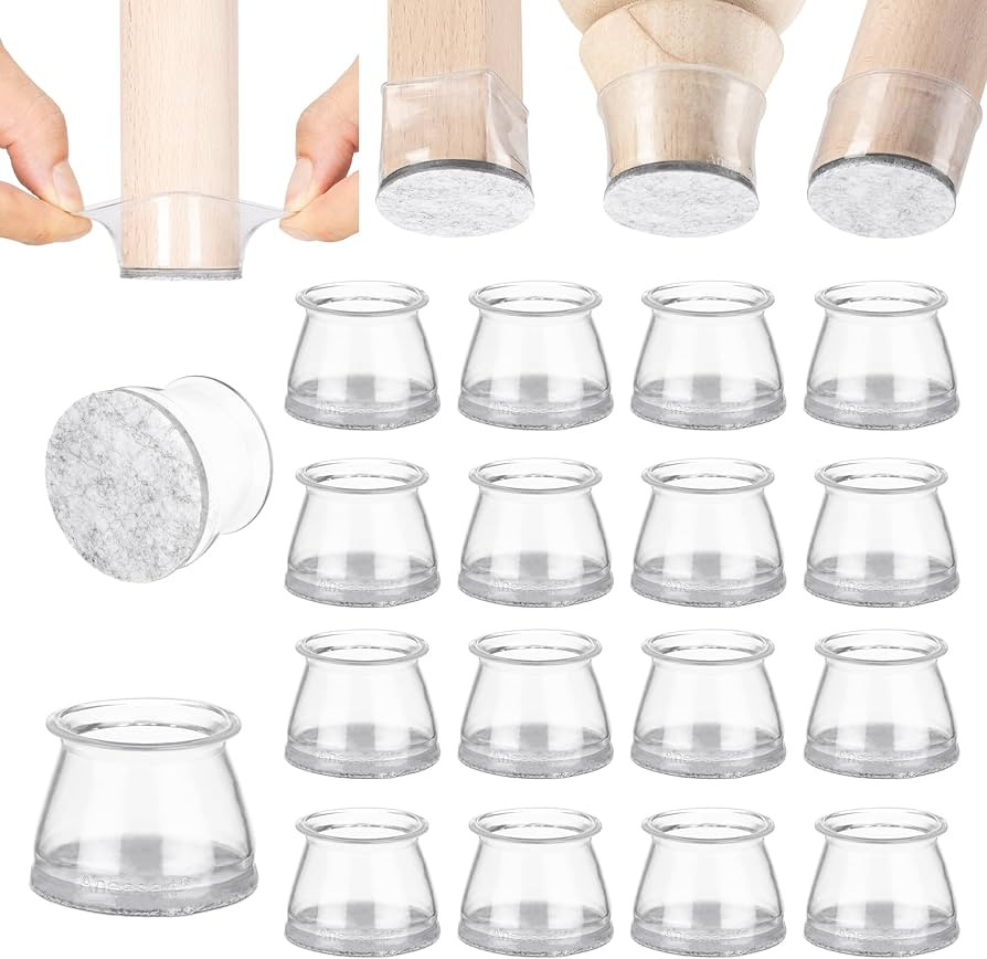 Aneaseit Chair Leg Floor Protectors - 1 1/2" x 16 pcs Crystal Clear - Felt Bottom Silicone Pads f... | Amazon (US)