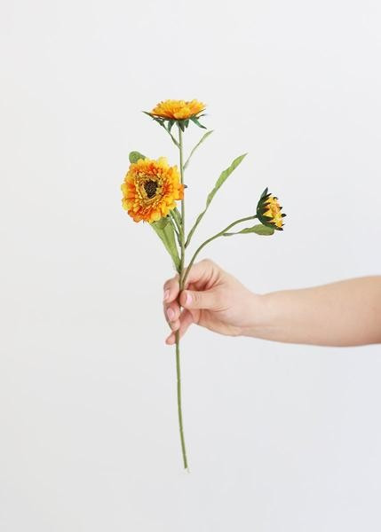 Artificial Aster Wildflowers in Orange Yellow - 17.25" | Afloral (US)