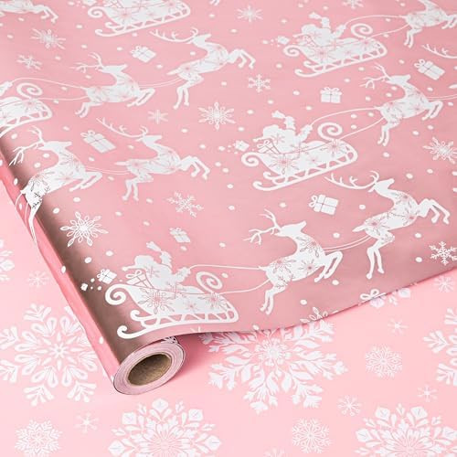 Dlyrroba Reversible Wrapping Paper Roll - Silver Metallic Foil Gift Wrap with Trees, Stripes Desi... | Amazon (US)