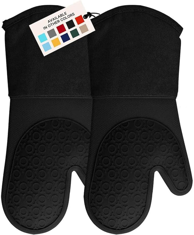 HOMWE Extra Long Professional Silicone Oven Mitt, Oven Mitts with Quilted Liner, Heat Resistant P... | Amazon (US)