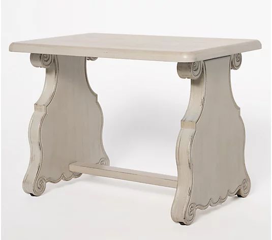 Cozy Cottage by Liz Marie 25"W x 18"H Bench with Scroll Base - QVC.com | QVC