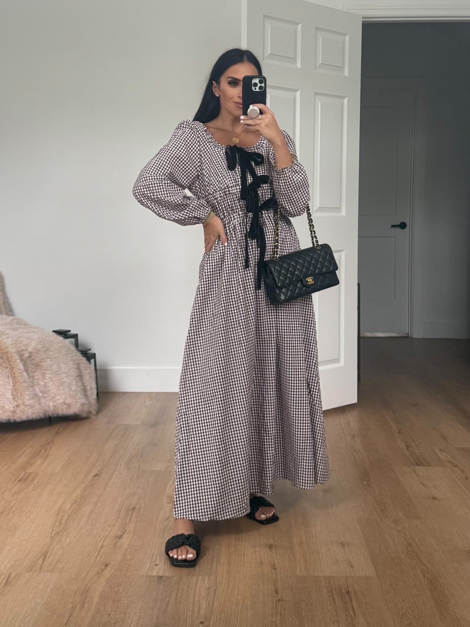 Amazon plaid gingham maxi dress wearing size medium 