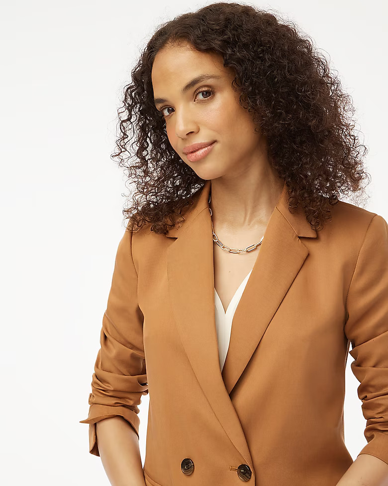 Drapey twill double-breasted blazer | J.Crew Factory