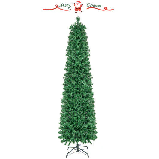 5/6/7/8 FT Pre-Lit Christmas Pencil Tree With Colorful Fiber Optics Gr | REBEL (formerly Rebelstork)