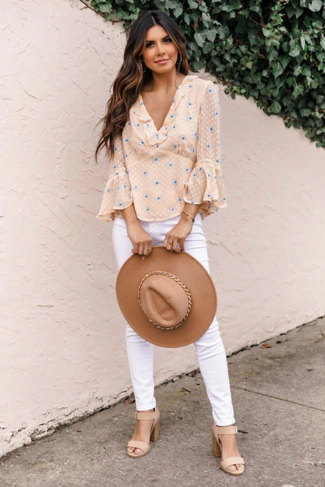 Unpredictable Heart Floral Peach Blouse | The Pink Lily Boutique