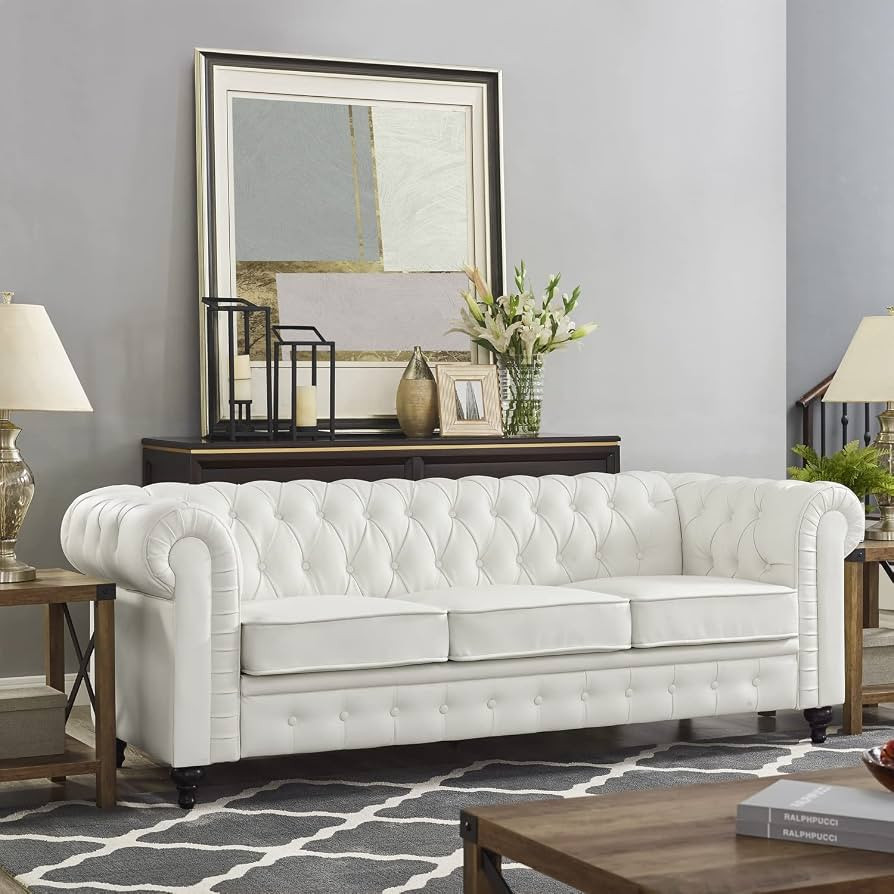 Naomi Home Emery Chesterfield Sofa Set White/Sofa Only | Amazon (US)