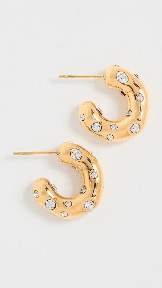 Gold & Crystal Free Form Tube Hoops | Shopbop