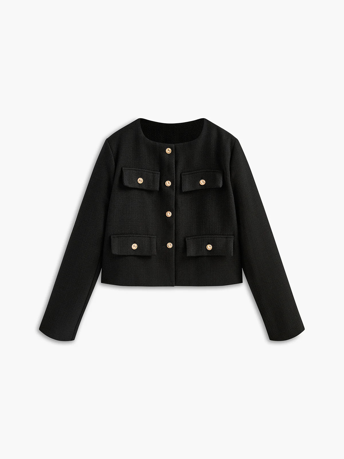 Golden Button Tweed Blazer | Commense