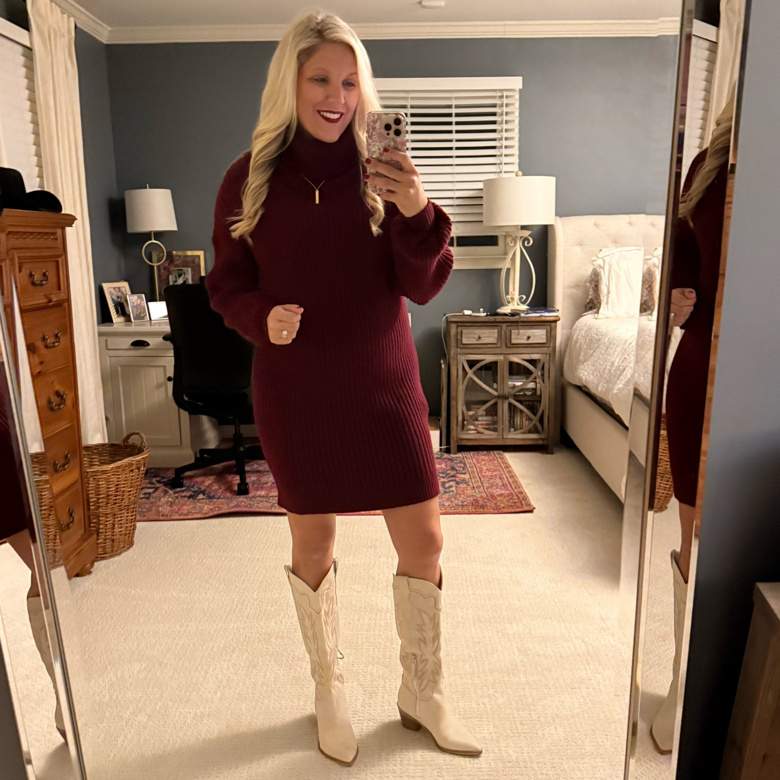I wasn’t lying when I said I have this sweater dress in 4 colors! It is SO comfy and would make a great Thanksgiving outfit. It’s on sale now for under $50! 🦃🍁🍂
•
•
#kristieincarolina #liketkit #style #shopthepost 
#LTKseasonal #boots
#LTKfall #fallstyle #sweaterweather 

#LTKFindsUnder50 #LTKHoliday #LTKBump