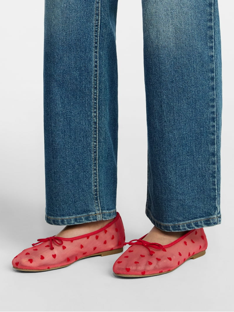 No Boundaries Women's Mesh Ballet Bow Flats | Walmart (US)