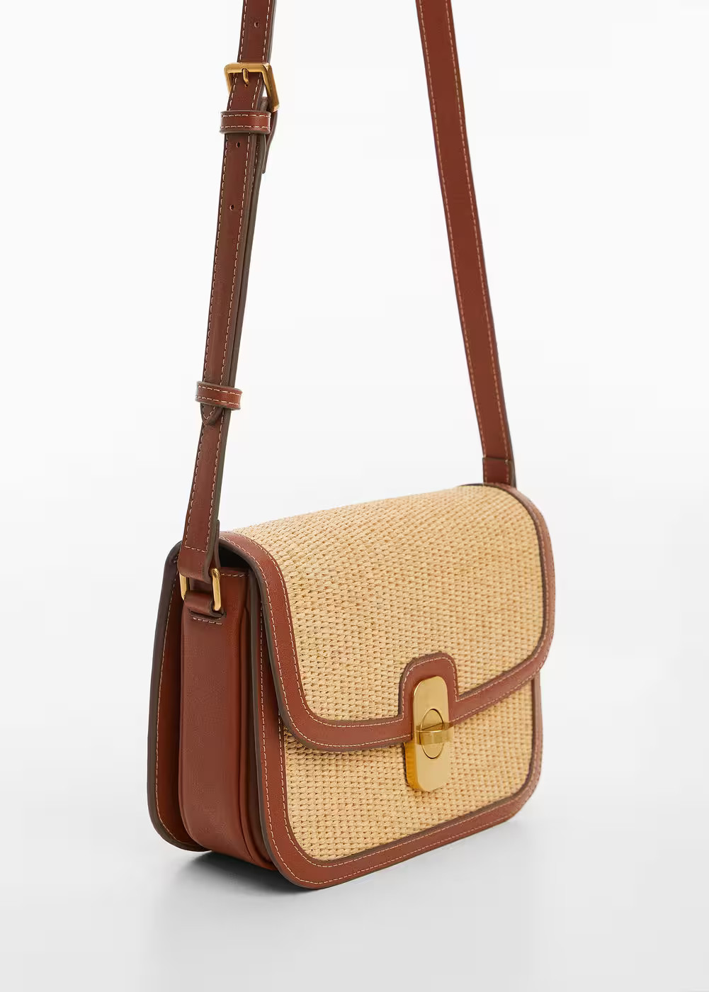 Raffia-effect shoulder bag | MANGO (UK)