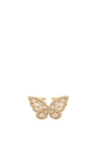 Mini Iced Out Butterfly Ring in Gold | Revolve Clothing (Global)