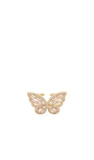 Mini Iced Out Butterfly Ring in Gold | Revolve Clothing (Global)