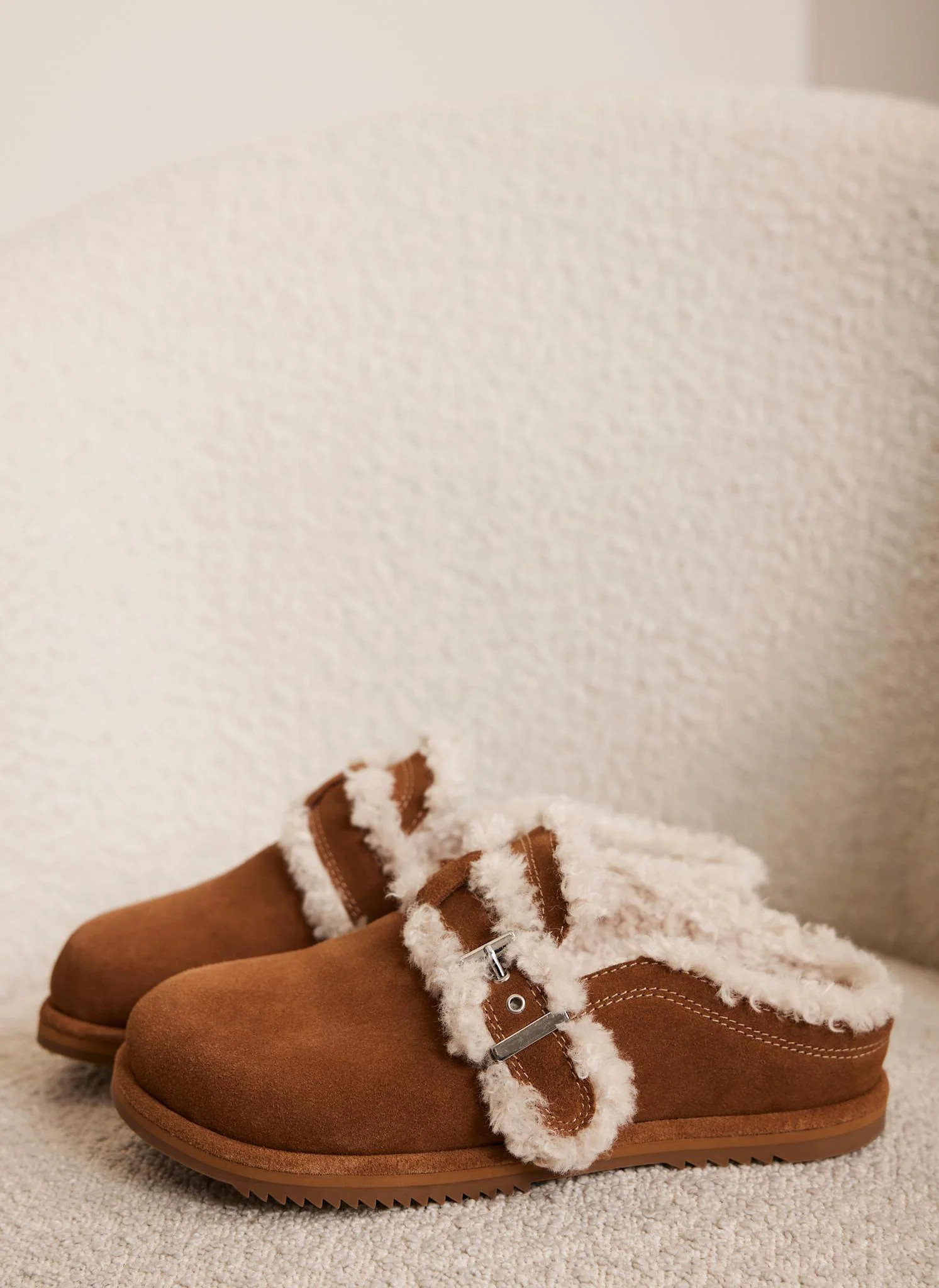 Tan Suede Clog Slippers | Mint Velvet