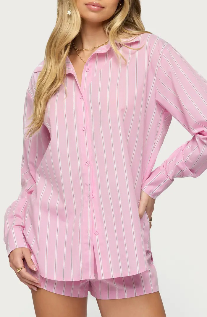 Carmella Stripe Oversize Button-Up Shirt | Nordstrom