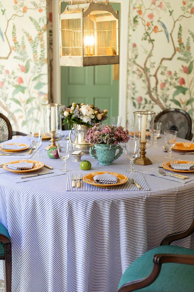 Peacoat Ticking Stripe Tablecloth (Round & Rectangular) | Julia Amory