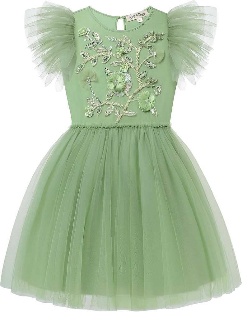Tutuland Tutu Dress for Girls - Embroidered Tulle Tiered Layered Flower Toddler Dress for Wedding... | Amazon (US)