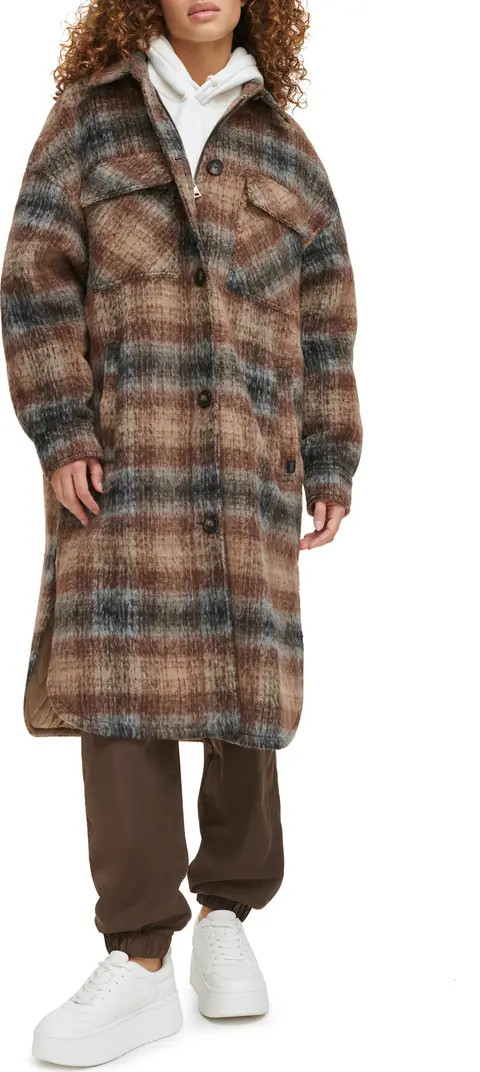 Levi's® Plaid Longline Coat | Nordstrom | Nordstrom