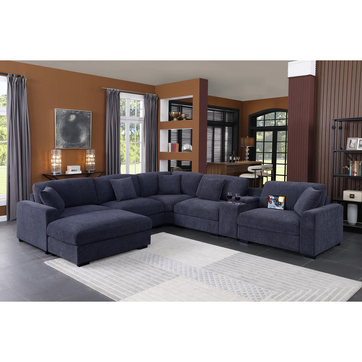 Modern Upholstered Cloud Modular Corner Sectional Sofa With Consoles | Wayfair North America