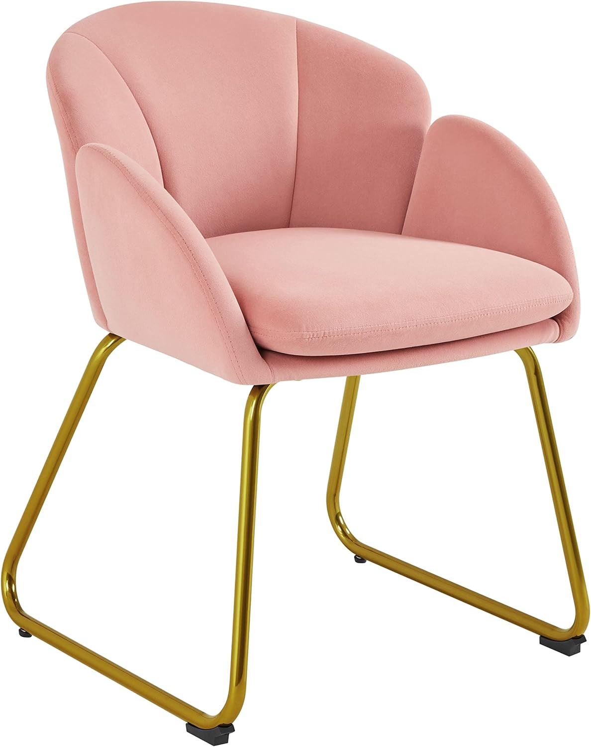 Yaheetech Flower Shape Velvet Vanity Chair, Modern Side Armchair Makeup Chair no Wheels with Gold... | Amazon (US)
