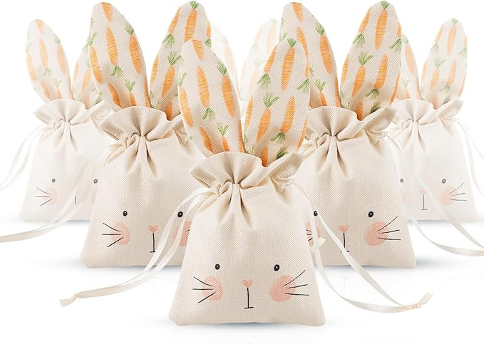 Cheerland Bunny Birthday Decoration Party Gift Bags Easter Treat Bags Bunny Favor Bag Reusable Bu... | Amazon (US)