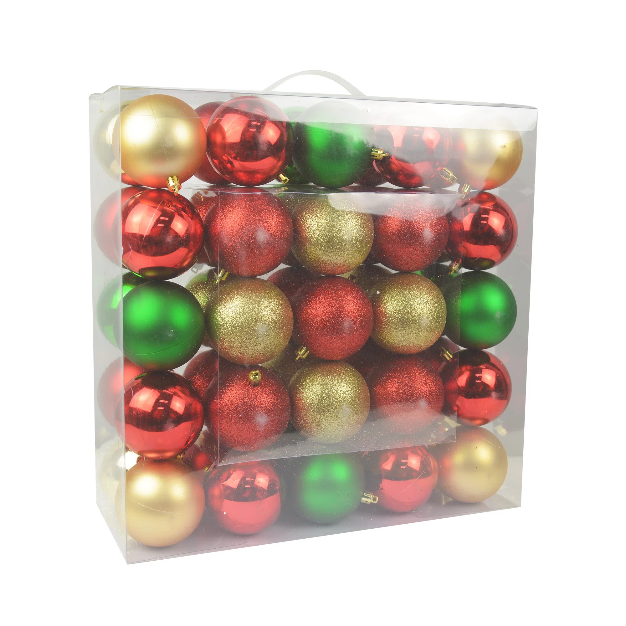50 Piece Shiny Glitter Festive Blooms Christmas Ball Ornament Set | Wayfair North America