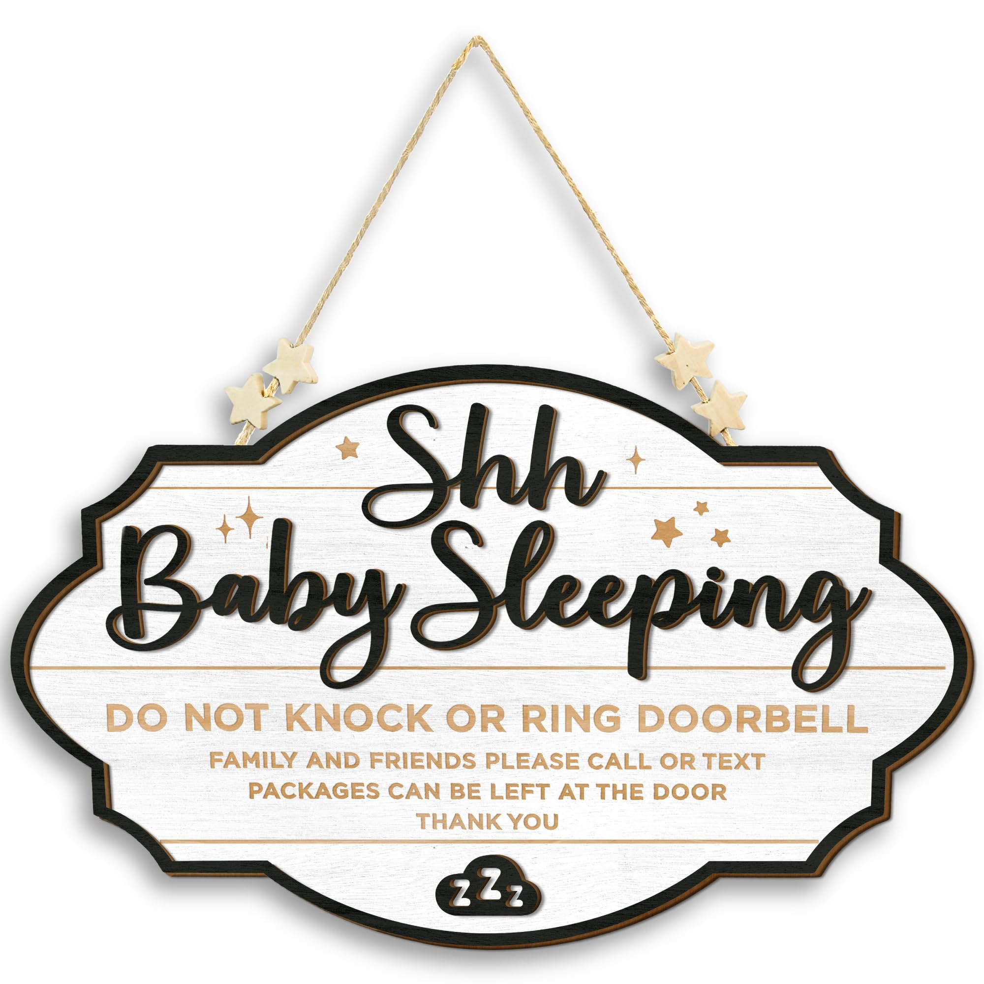 Shhh Baby Sleeping Sign for Front Door - Please Do Not Knock Or Ring Doorbell Sign, Baby Sleeping Door Sign, No Knocking Door Sign, No Soliciting Do Not Knock Sign | Amazon (US)
