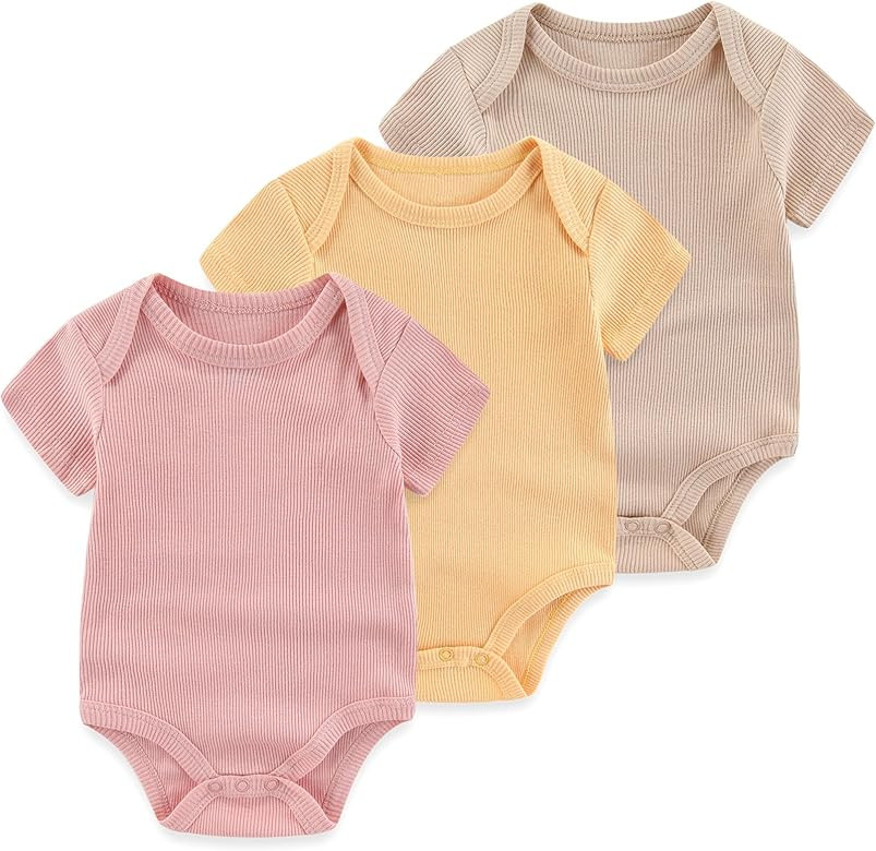 Baby Bodysuit Boy Girl Clothes Soft Newborn Infant Outfit Short Sleeve Romper | Amazon (US)