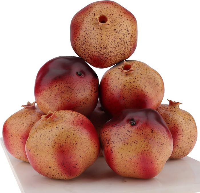 Woration 6 PCS Artificial Pomegranates Fake Realistic Simulation Fruits Vivid Pomegranates for Home Ornament Fruit Desk Office Restaurant Decorations & Props | Amazon (US)