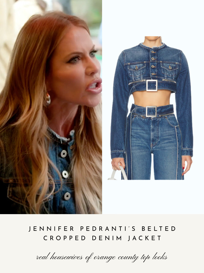 Jennifer Pedranti's Belted Cropped Denim Jacket 

 