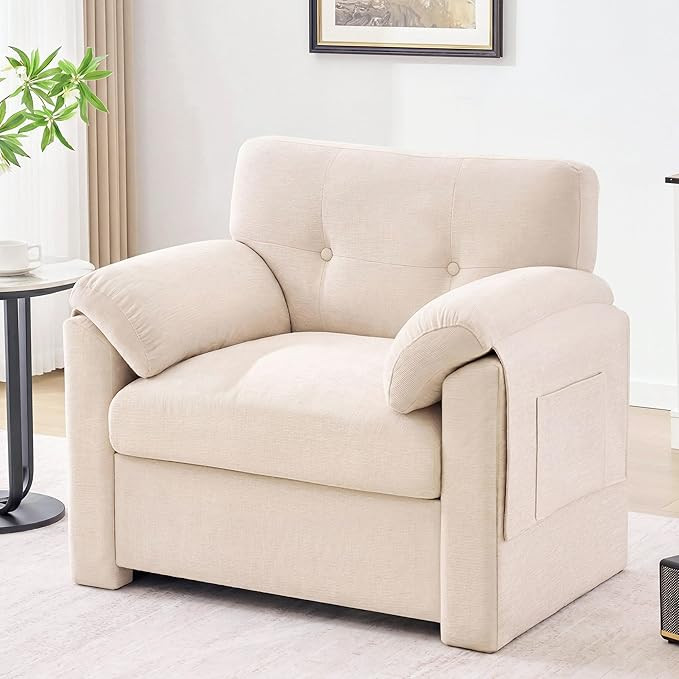 Amazon.com: Howjoe Chenille Oversized Armchair, 37.8" Wide Accent Chairs for Living Room & Bedroo... | Amazon (US)
