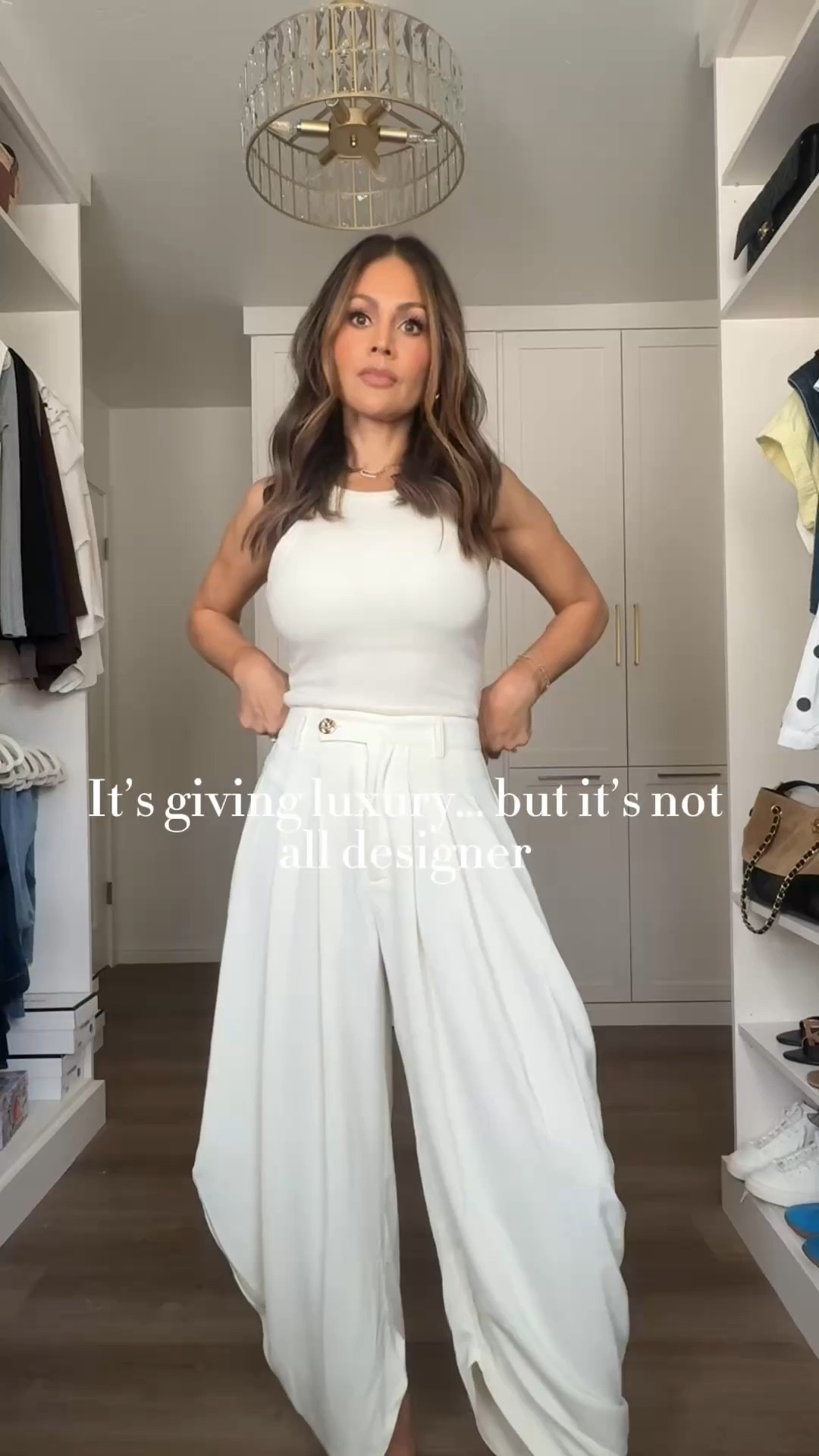 It’s giving luxury…. But it’s not all
Designer 🤌🏻🤌🏻 mixing high + low pieces is my fav way to style
Wearing small in pants + tank.  Button up is medium for an oversized fit! 
I’m 5’4”/130

#LTKOver40 #LTKootd