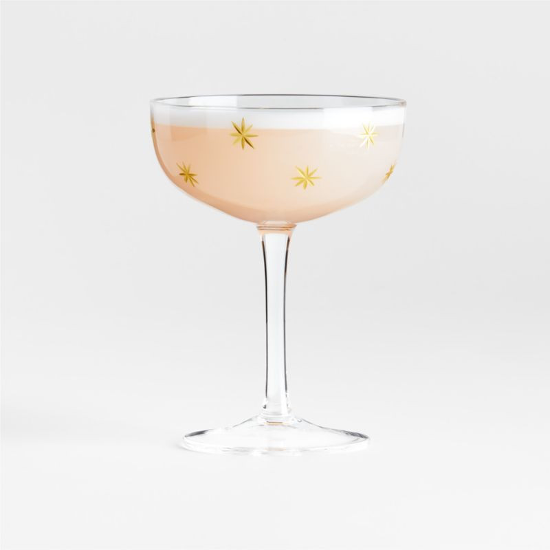 Gold Star Etched 8.5-oz. Coupe Glass | Crate & Barrel | Crate & Barrel