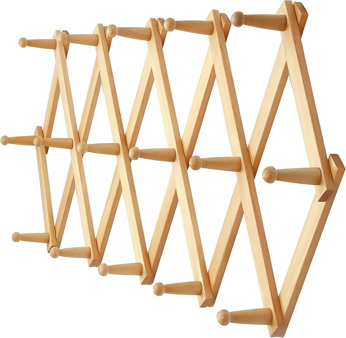 Dseap Accordian Wall Hanger: Wooden Coat Rack Wall Mounted, Hat Racks for Baseball Caps, Mug Rack... | Amazon (US)