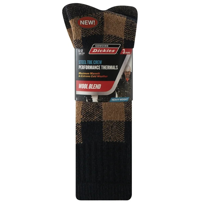 Dickies Mens Size 6-12 Wool Buffalo Plaid Crew Socks, 3-Pack | Walmart (US)