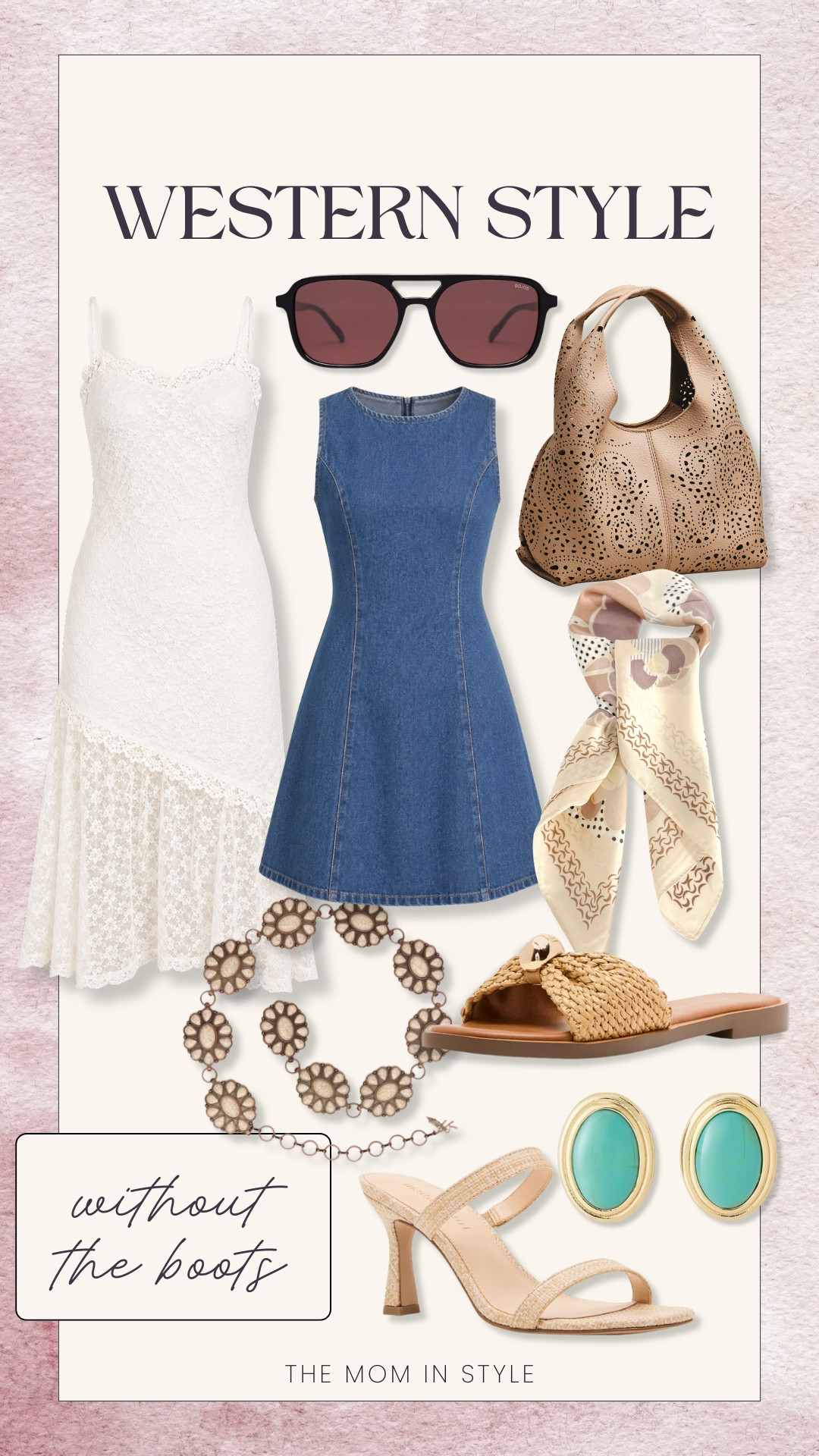 Western style… without the boots 🤍If you love the look but want something a little more everyday, this is it. Think soft denim, flowy whites, woven textures, and subtle western details that still feel chic and wearable for brunch, errands, or date night

western style outfit, casual western, denim dress, summer outfit ideas, neutral outfits, themominstyle 

#LTKTravel #LTKootd #LTKSeasonal