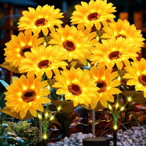 4Pack Sunflower Solar Lights Outdoor Waterproof Stake Light for Pathway | Amazon (US)