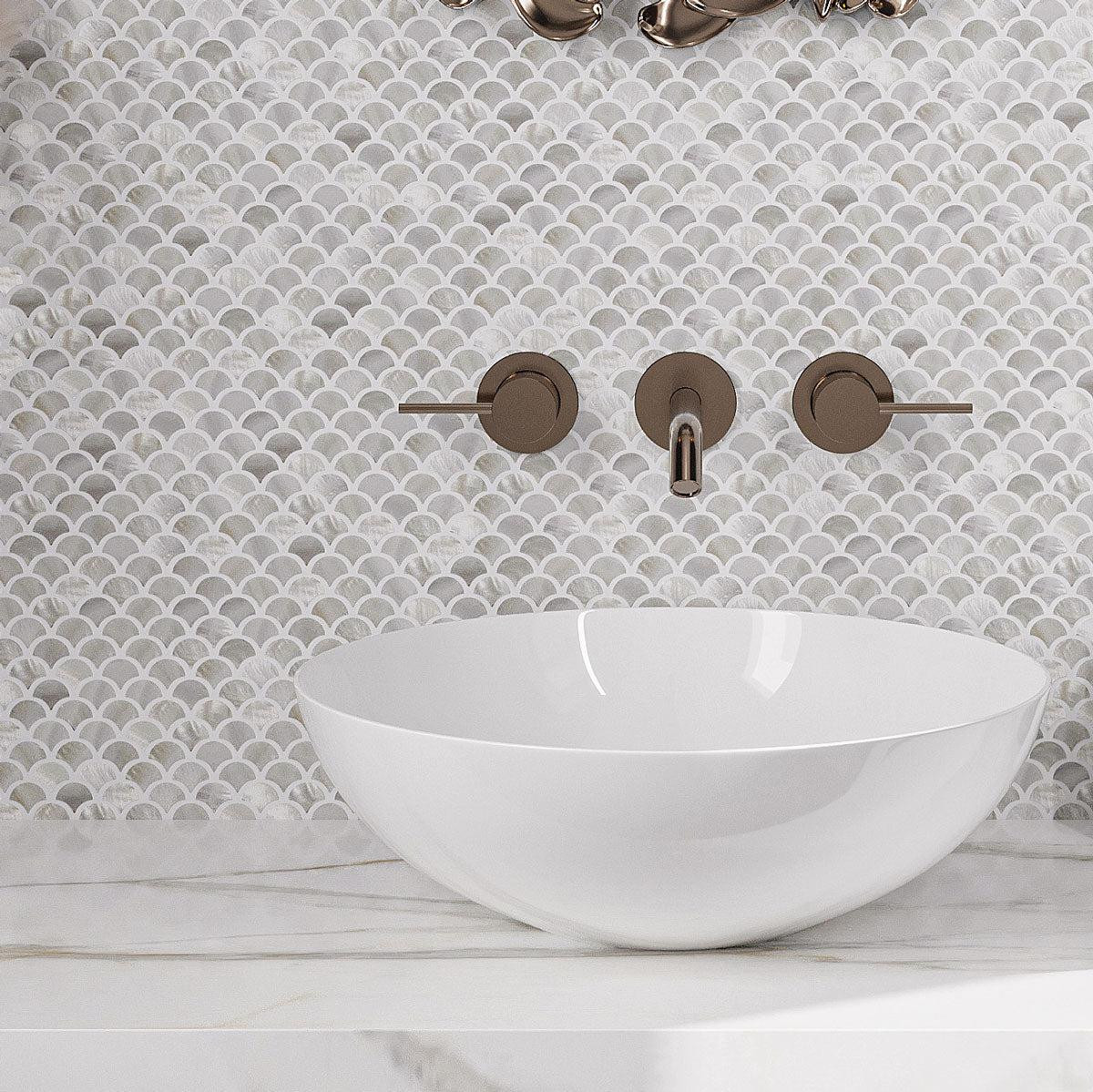 White Scales Mother of Pearl Mosaic Tile | Tile Club